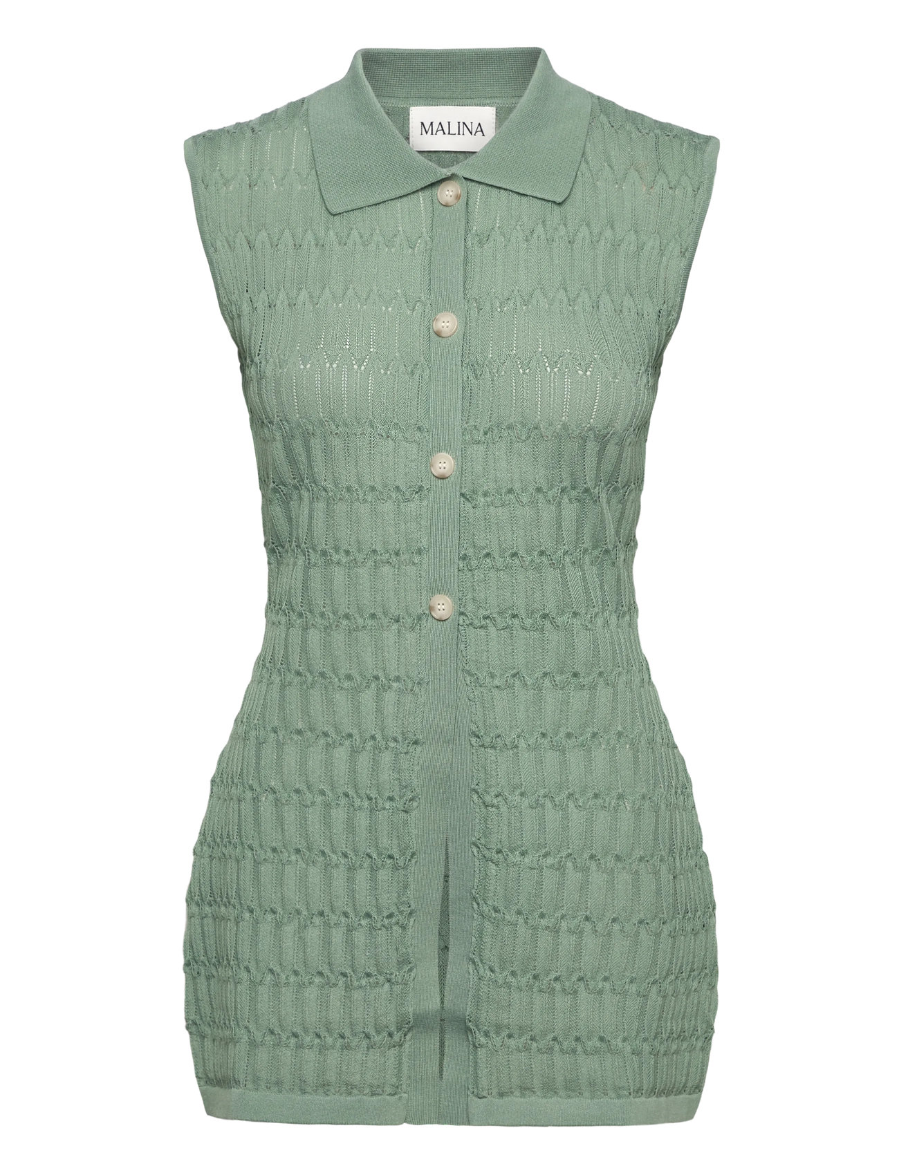 MALINA Hele Long Structure Strick Vest Grün - XL - Damen