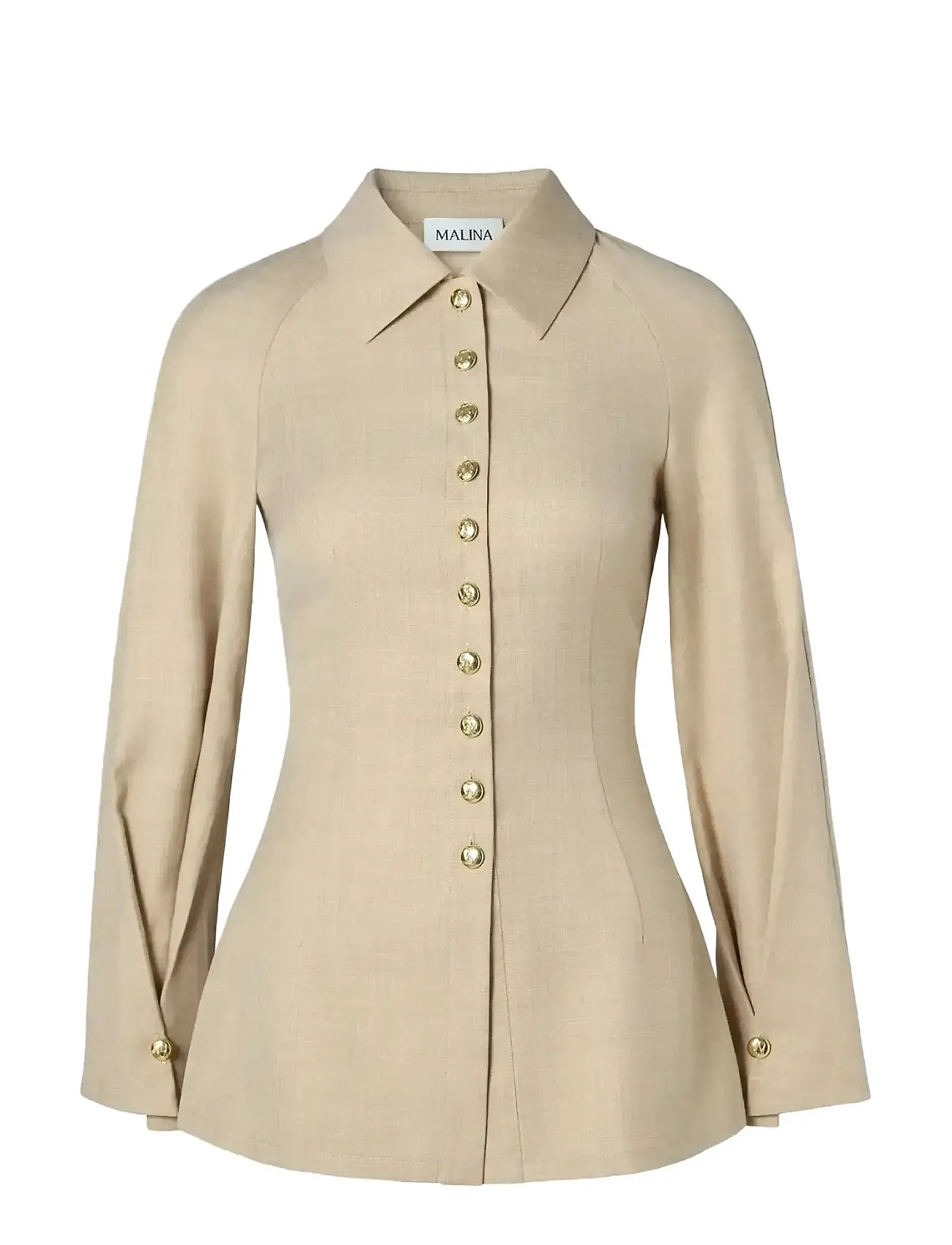 MALINA Joan Tailored Fitted Button Shirt Beige - 34 - Damen