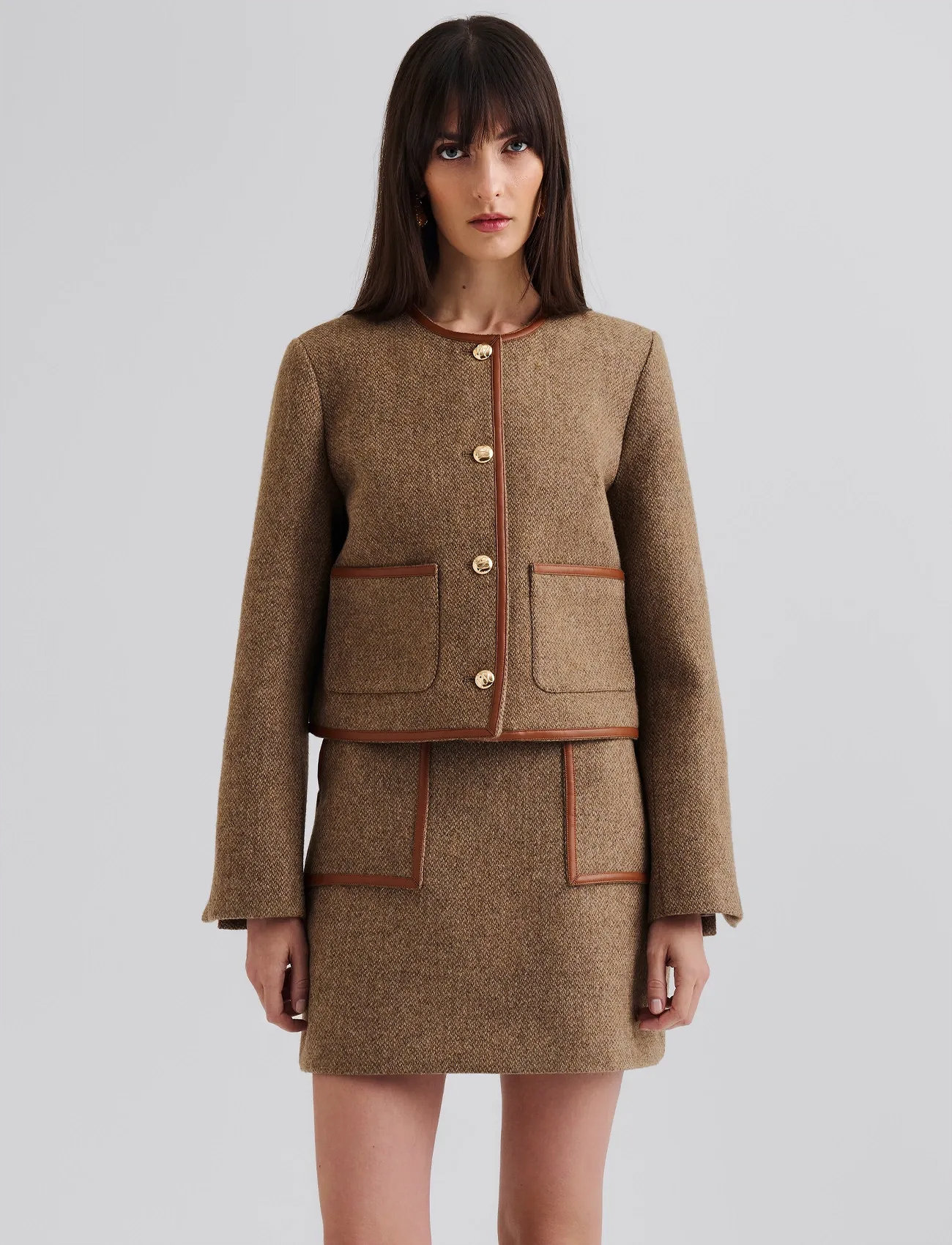 Malina Ninette Dressed Wool Jacket, 44, Beige, Jakker > Uldjakker, Dame