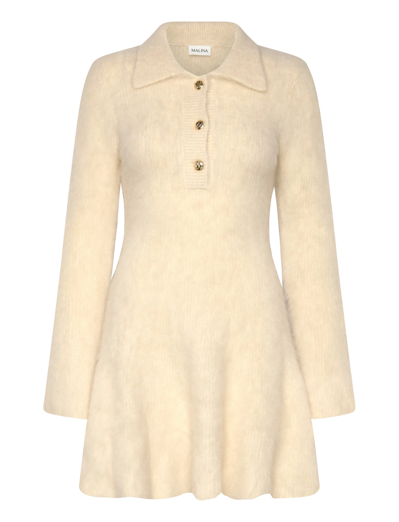 MALINA Emelise Aplaca Blend Strick Mini Kleid Cream - S - Damen