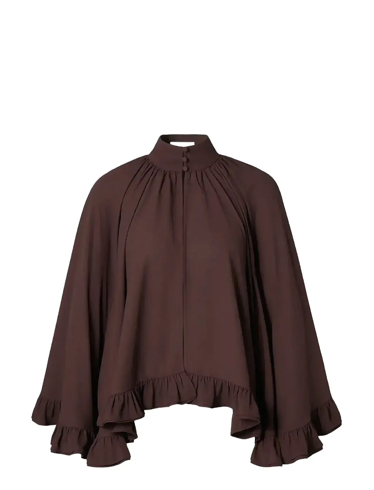 MALINA Esti Chiffon Cape Bluse Braun - S - Damen