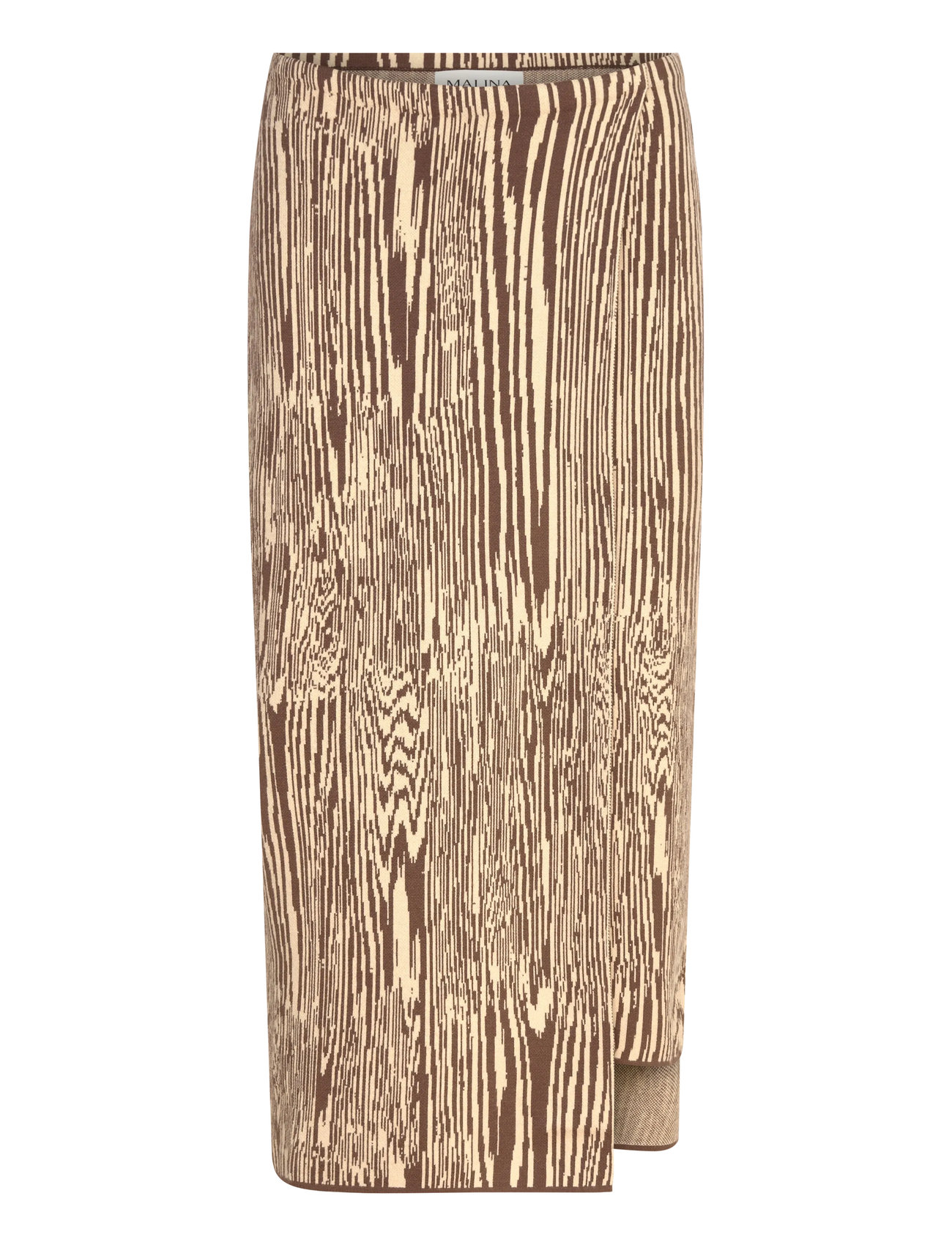 MALINA Lois Jacquard Strick Wrap Midi Rock Beige - L - Damen