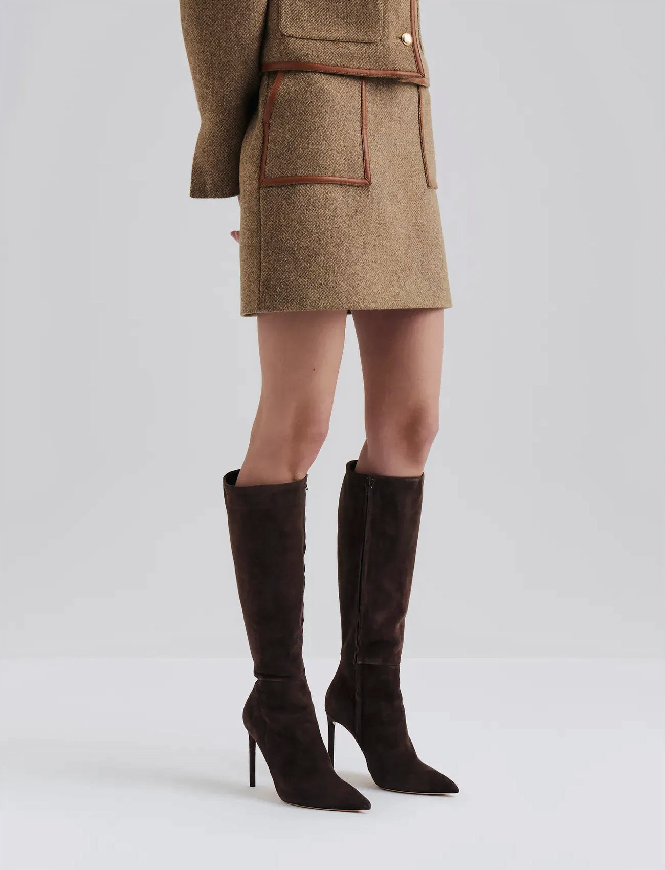 Malina Andine Dressed Wool Mini Skirt, 44, Beige, Nederdele > Korte Nederdele, Dame