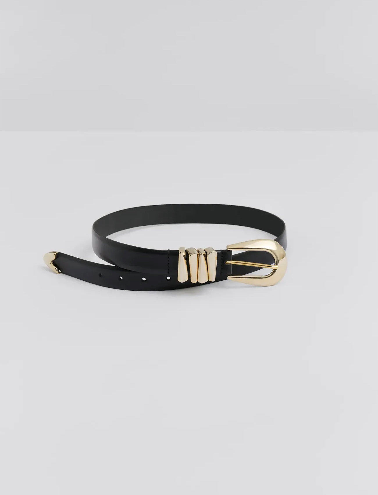 Malina Azelia Buckle Leather Belt, 75, Black, Belts > Casual Belt, Dame