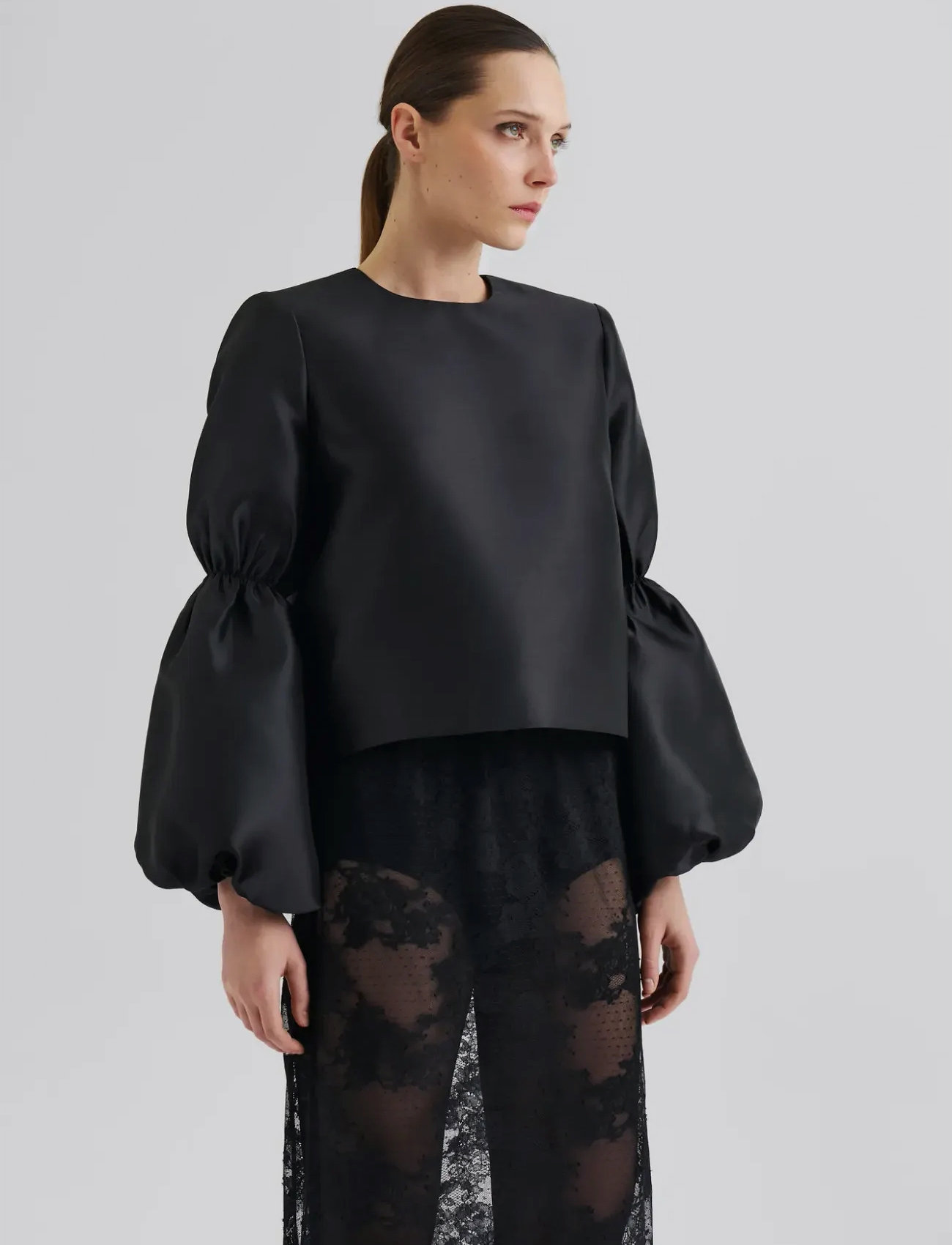 MALINA Cia Double Pouf Sleeve Bluse Schwarz - 38 - Damen