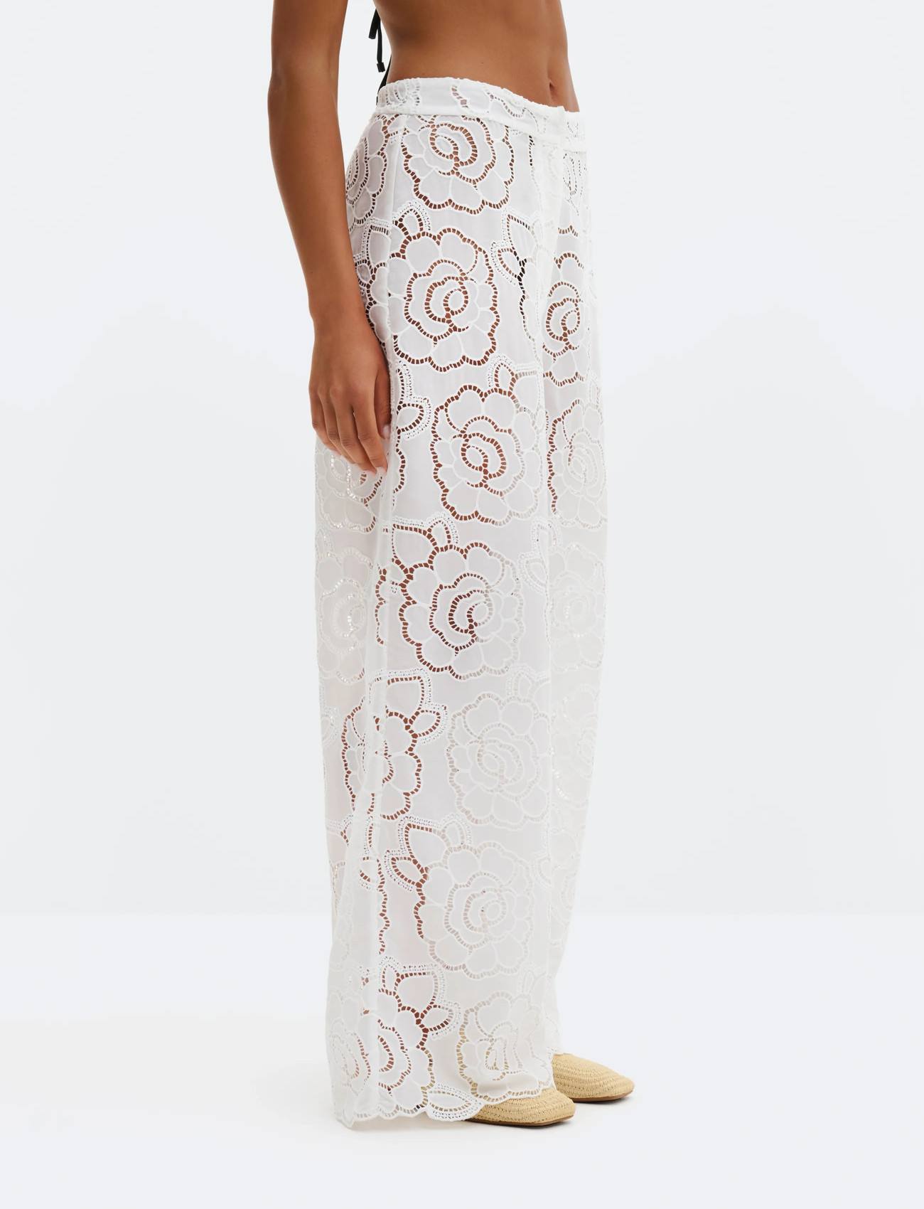 Malina Stacey Wide Lace Pants, 38, White, Bukser > Brede Ben, Dame