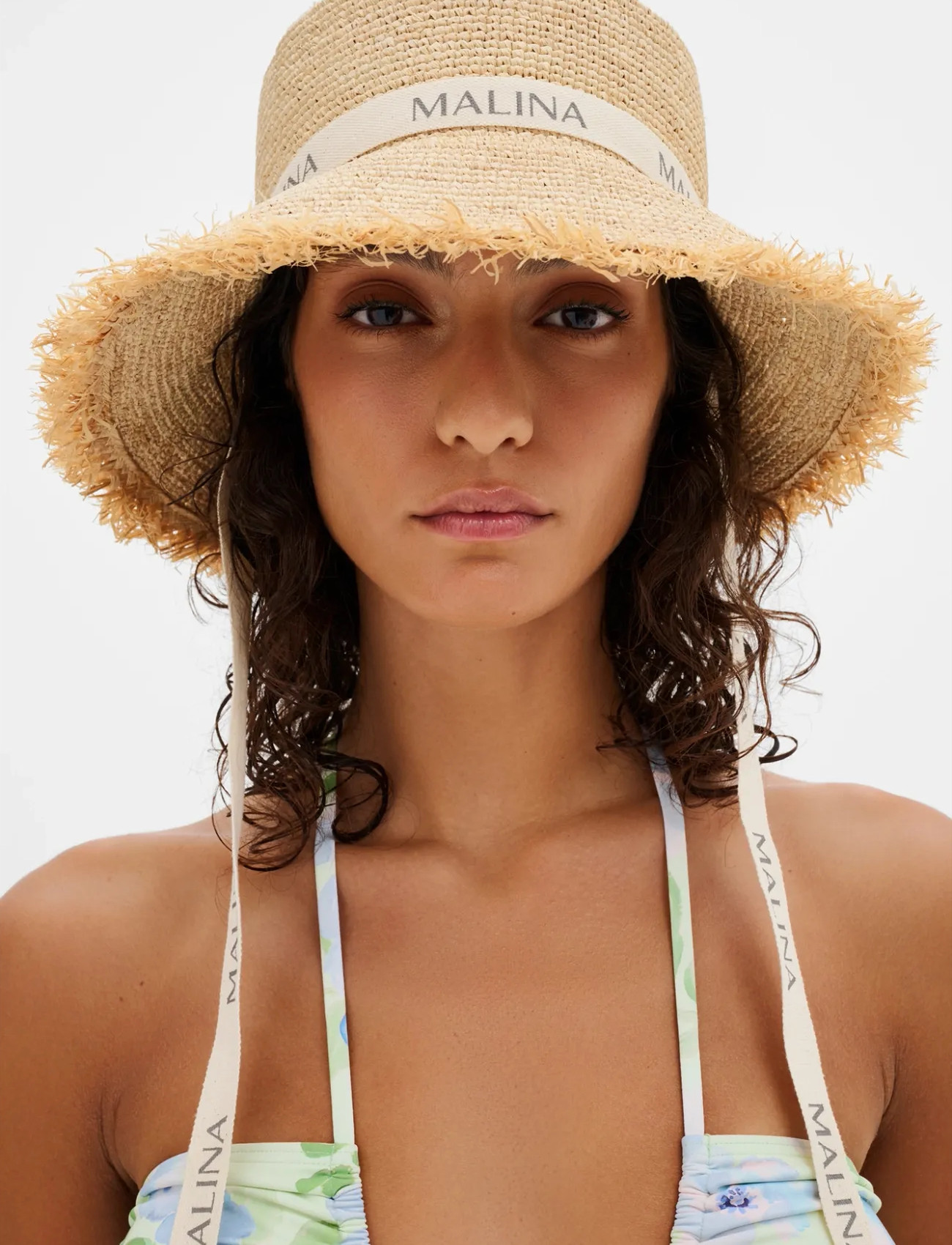 Malina Judith Fringe Trimmed Raffia Hat, One Size, Brown, Hovedbeklædning > Hatte, Dame