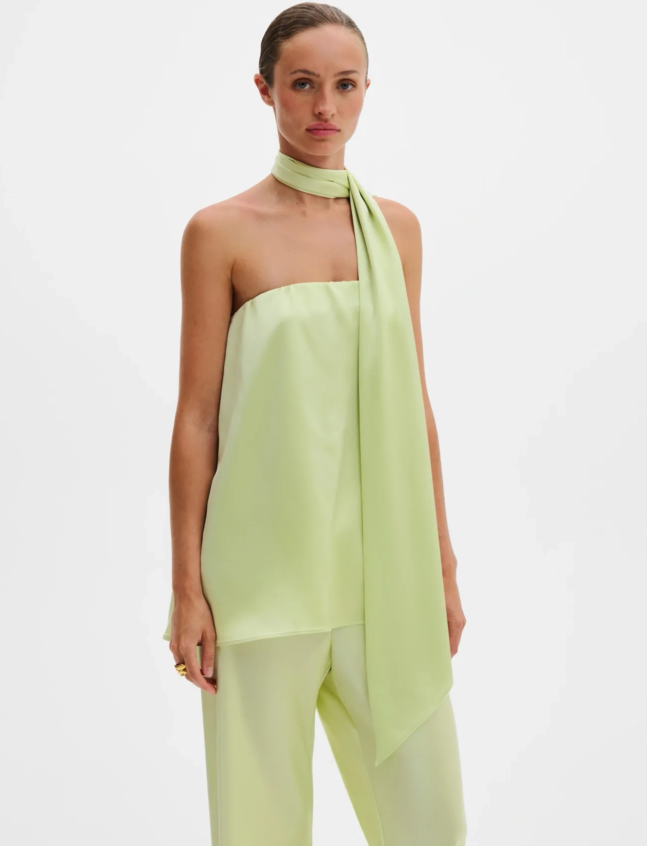 Malina Zelda Scarf Detail Top, 42, Green, Bluser > Uden Ærmer, Dame