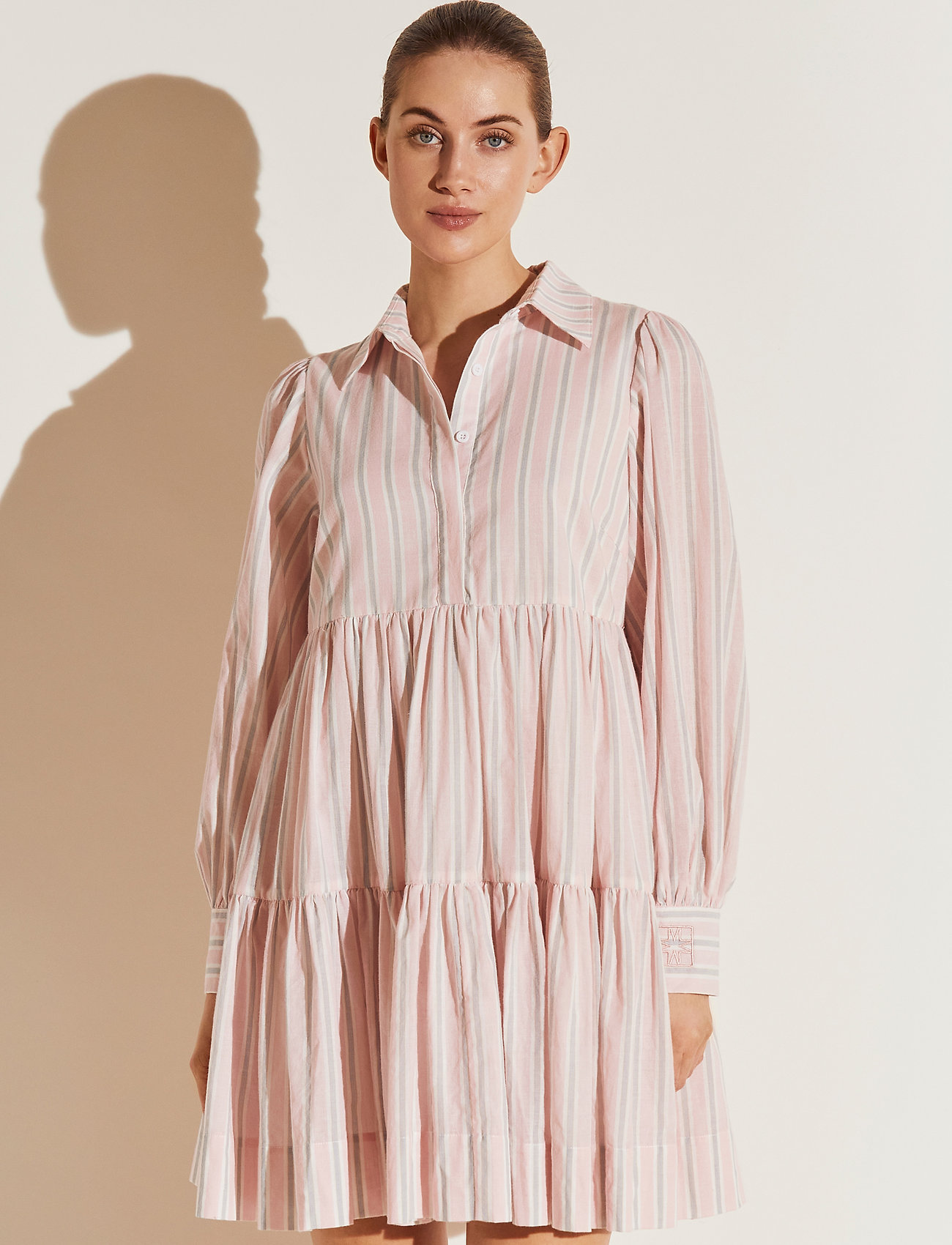 pale pink shirt dress