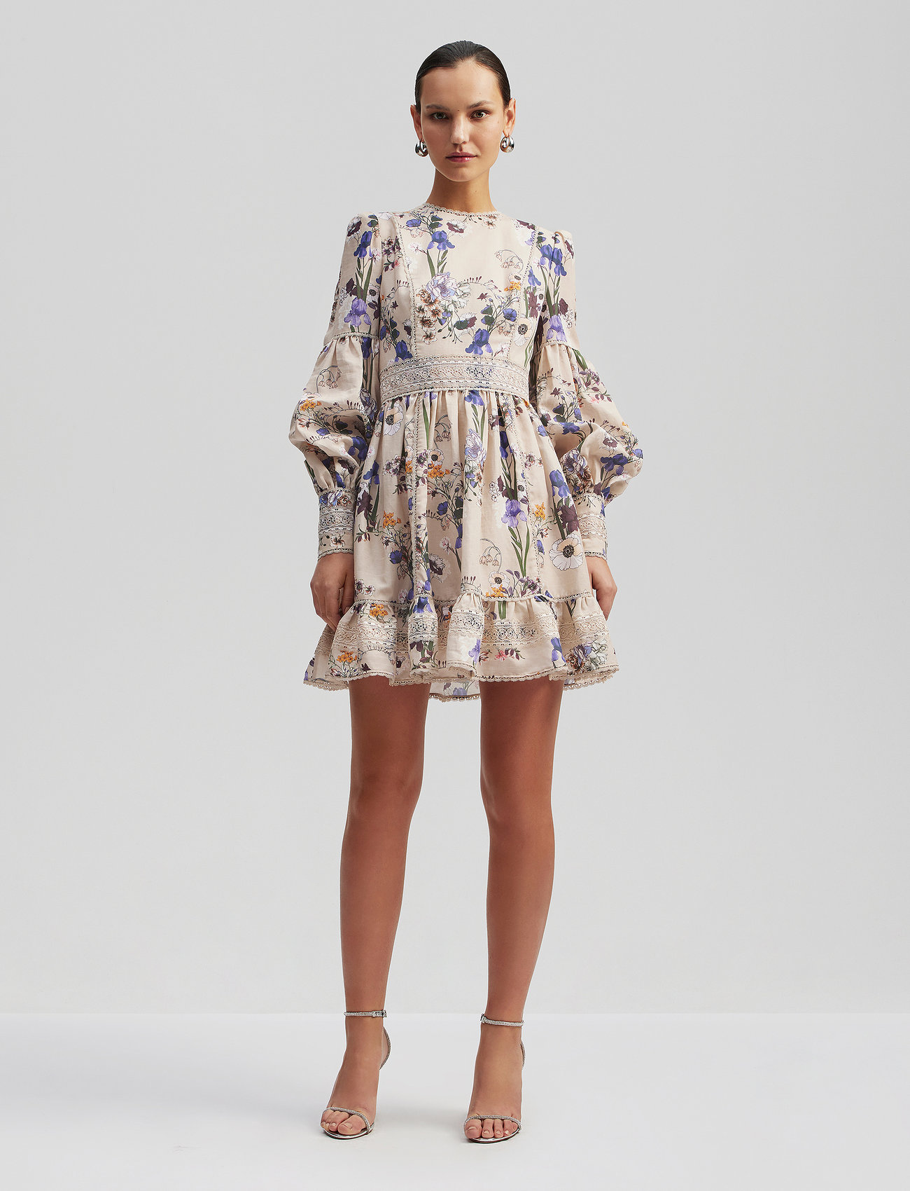 By Malina Taylor Silk Blend Detailed Mini Dress Short Dresses