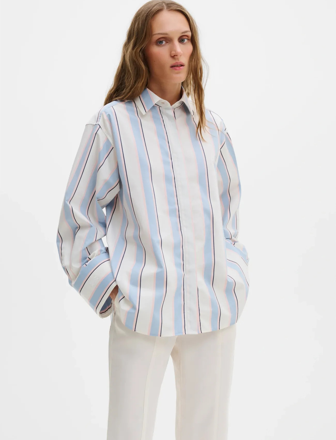 Malina Classic Poplin Shirt, XS, Blue, Skjorter > Langærmede, Dame