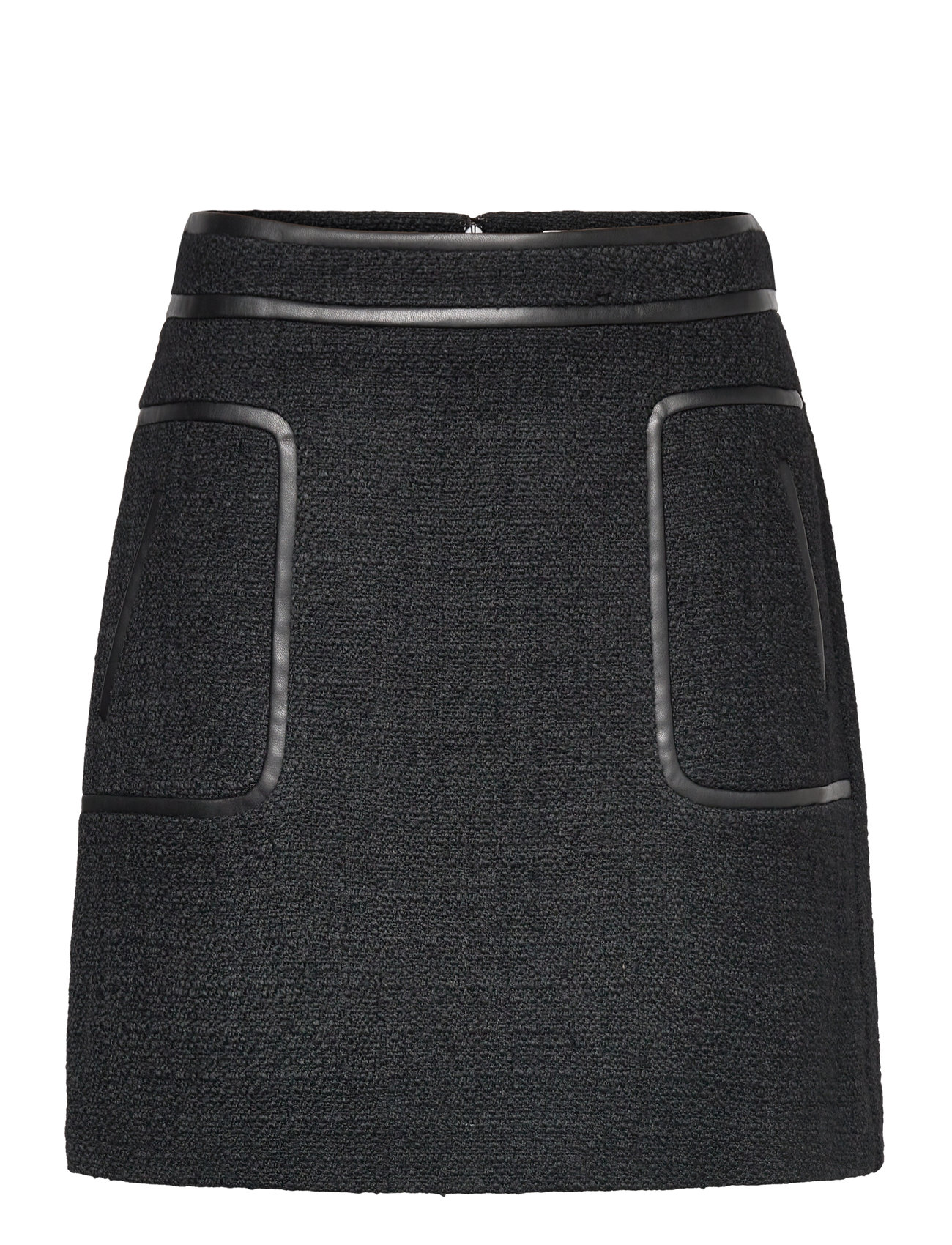 Paige Boucle Wool Blend Mini Skirt Kort Nederdel Black Malina