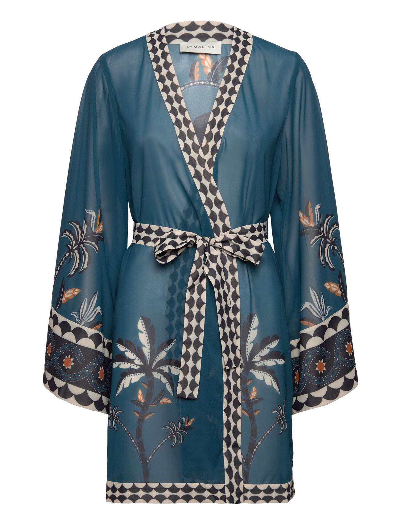 Dalia Printed Wrap Kaftan Designers Tunics Blue Malina