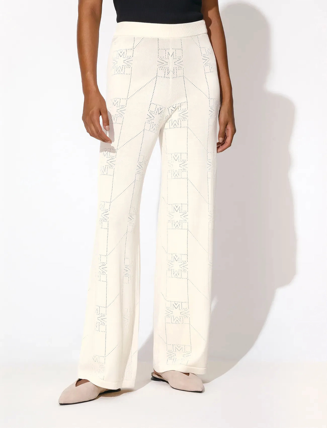 Malina Jessie Wide Fit Knitted Pants, XL, Cream, Bukser > Brede Ben, Dame