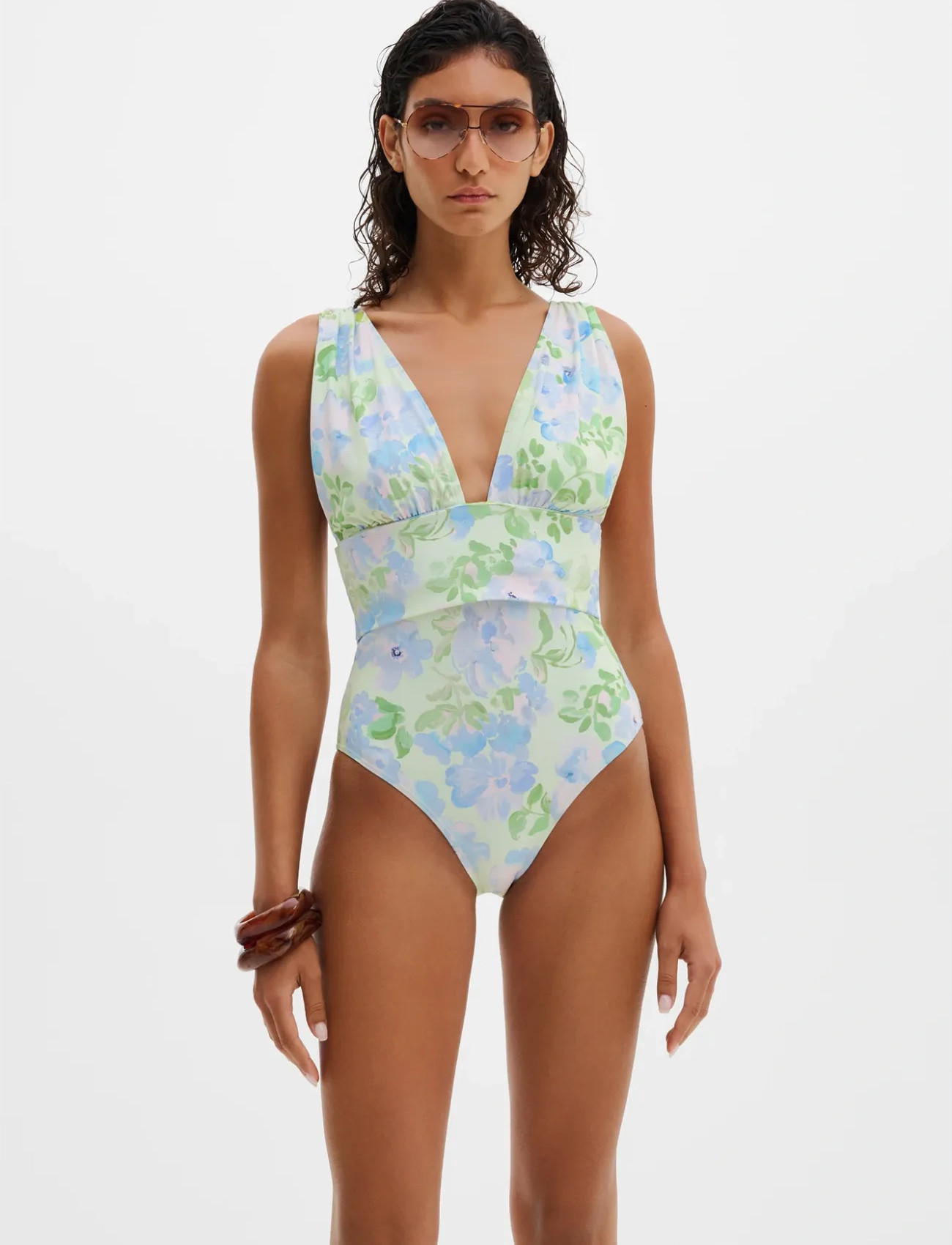 Malina Alvina Open Back Plunge Swimsuit, XL, Green, Designere > Badedragter, Dame