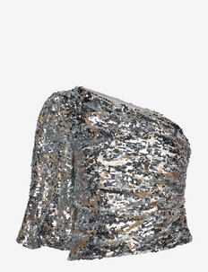 Mara Top - blouses met lange mouwen - stone grey sequin