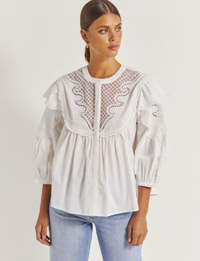 Ingrid blouse - blūzes ar garām piedurknēm - white