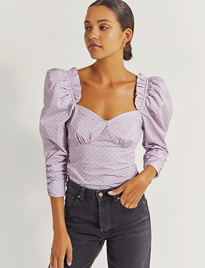Rosie blouse - blūzes ar garām piedurknēm - polka-dot lavender
