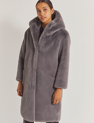 charcoal fur coat