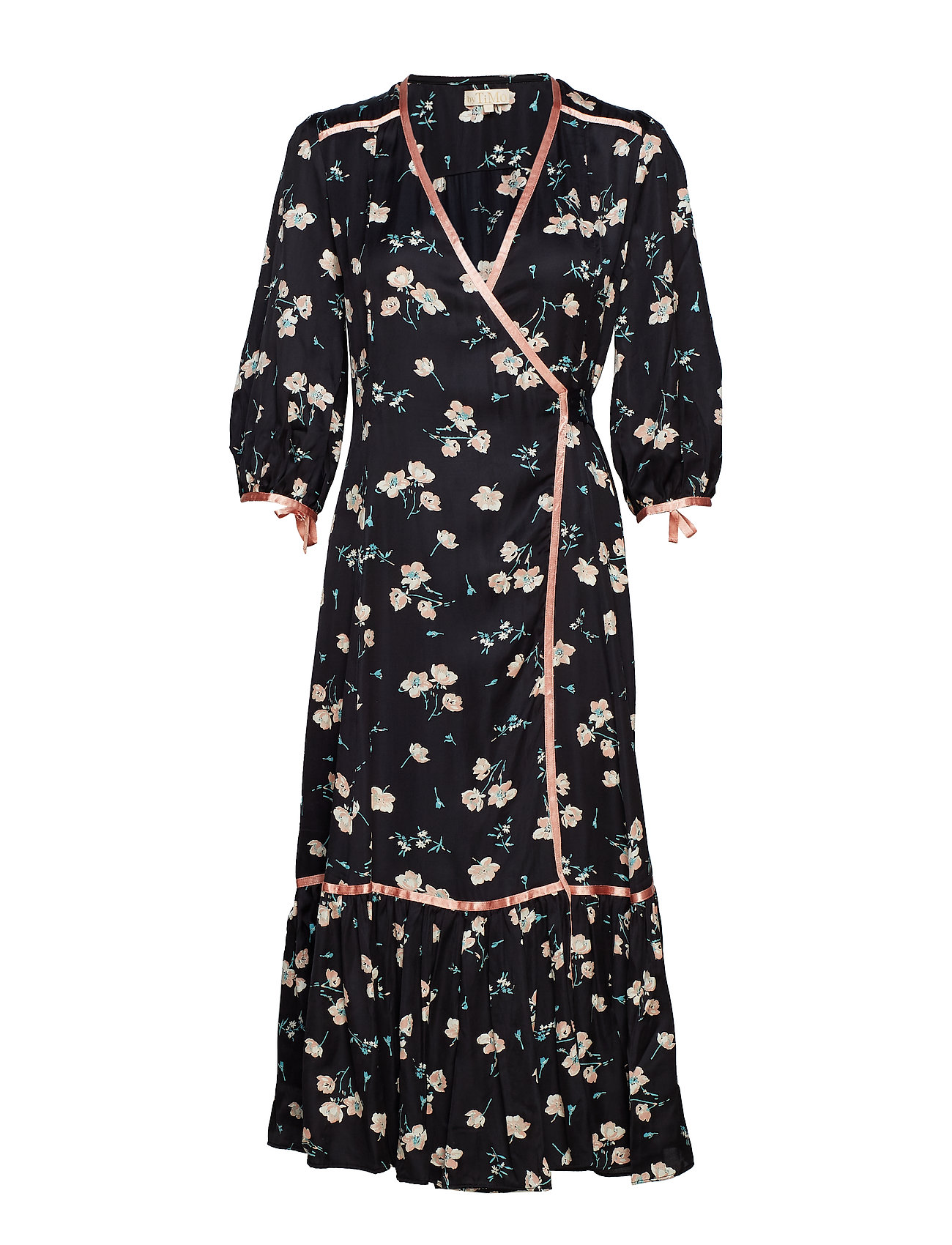 By Ti Mo Contrast Wrap Dress Jurk Knielengte Zwart By Ti by ti mo kopen in de aanbieding