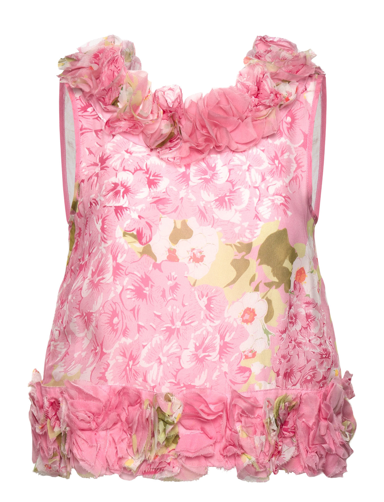 by Ti Mo Organza Frilly Top, M, Pink, Bluser > Uden Ærmer, Dame