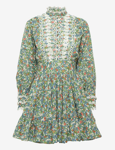 Cotton Slub Mini Dress - short dresses - 253 - green garden