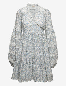Cotton Slub Wrap Dress - krótkie sukienki - 251 - bluebell