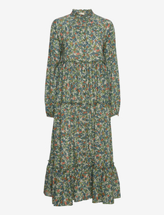 Cotton Slub Shirt Dress - maxikjoler - 253 - green garden