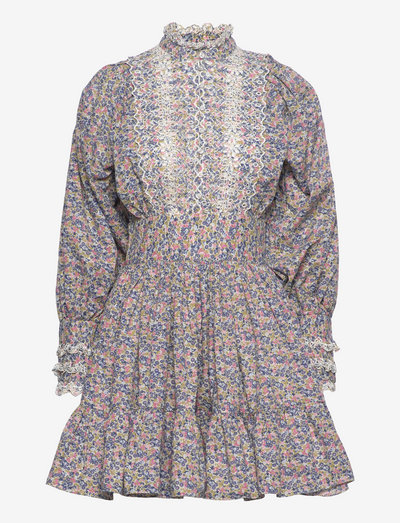 Cotton Slub Mini Dress - sumar dress - 225 - blue garden