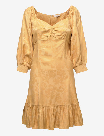Jacquard Mini Dress - sumar dress - yellow