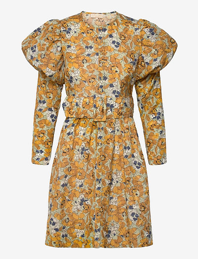 Cotton Jacquard Mini Dress - sumar dress - yellow poppy