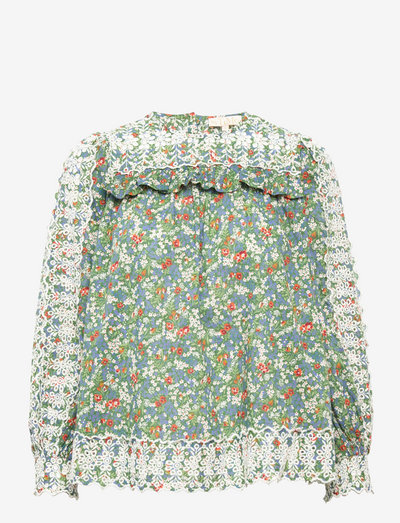 Cotton Slub Top - blouses à manches longues - 253 - green garden