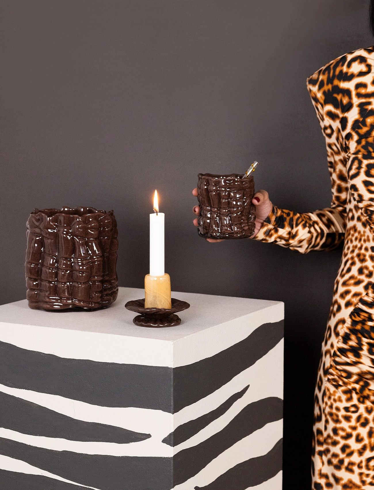 Byon Candlestick Lara Xs, One Size, Brown, Lysestager & Lanterner > Lysestager, Unisex