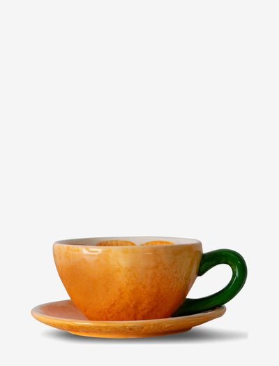 Cup and plate Manderie - tekopper - orange