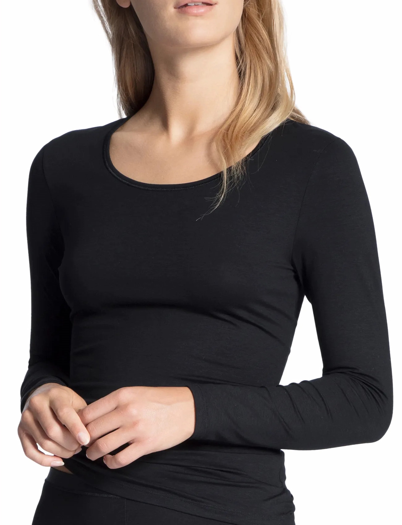 Calida Natural Comfort Top Long-Sleeve, L, Black, T-Shirts & Toppe > Langærmede, Dame