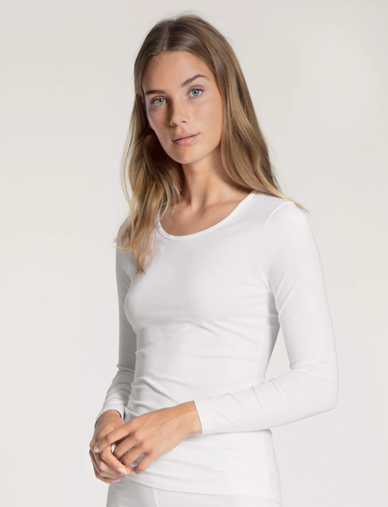 Calida Natural Comfort Top Long-Sleeve, XS, White, T-Shirts & Toppe > Langærmede, Dame