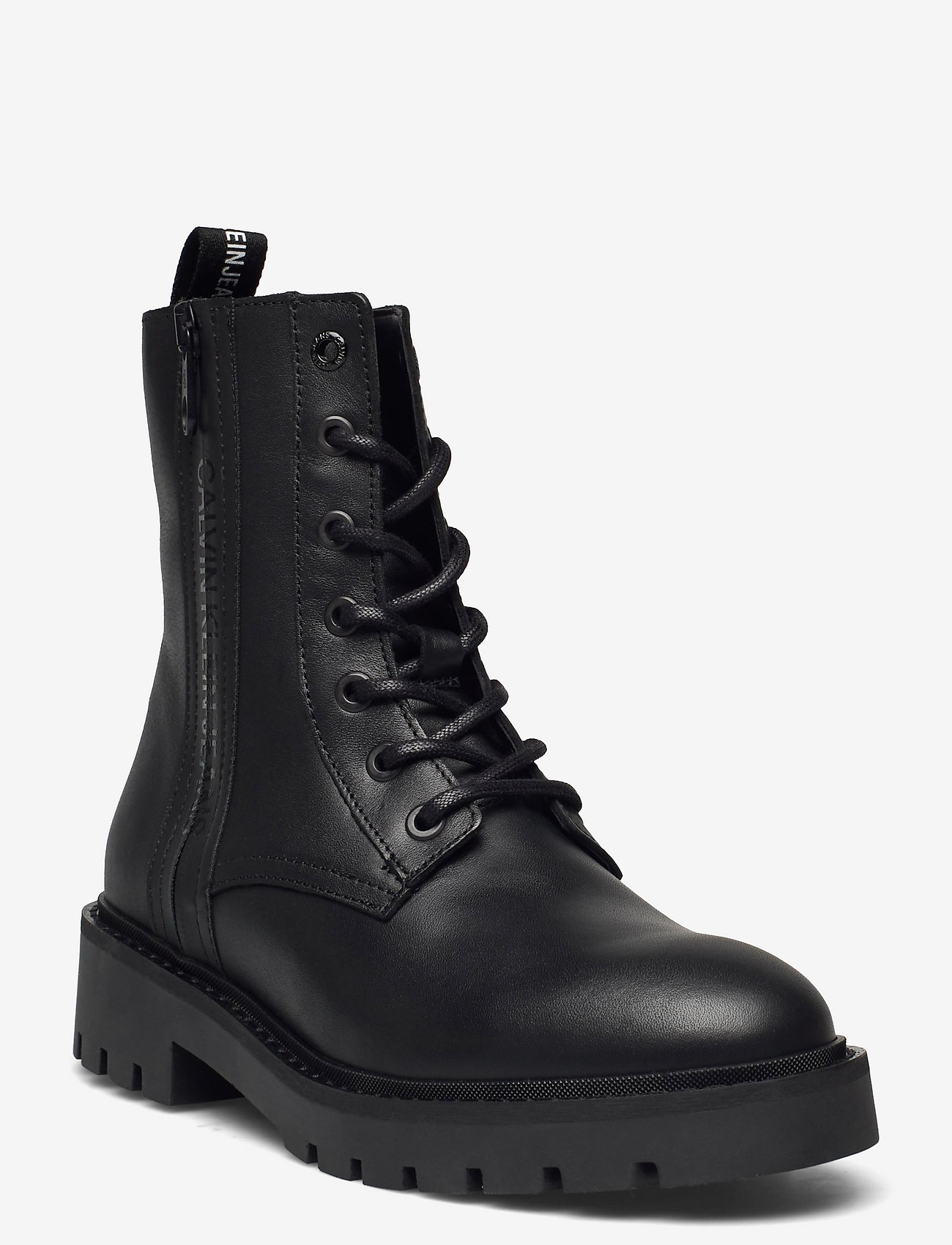 Calvin Klein Combat Mid Laceup Boot W Zip - Flat ankle boots | Boozt.com