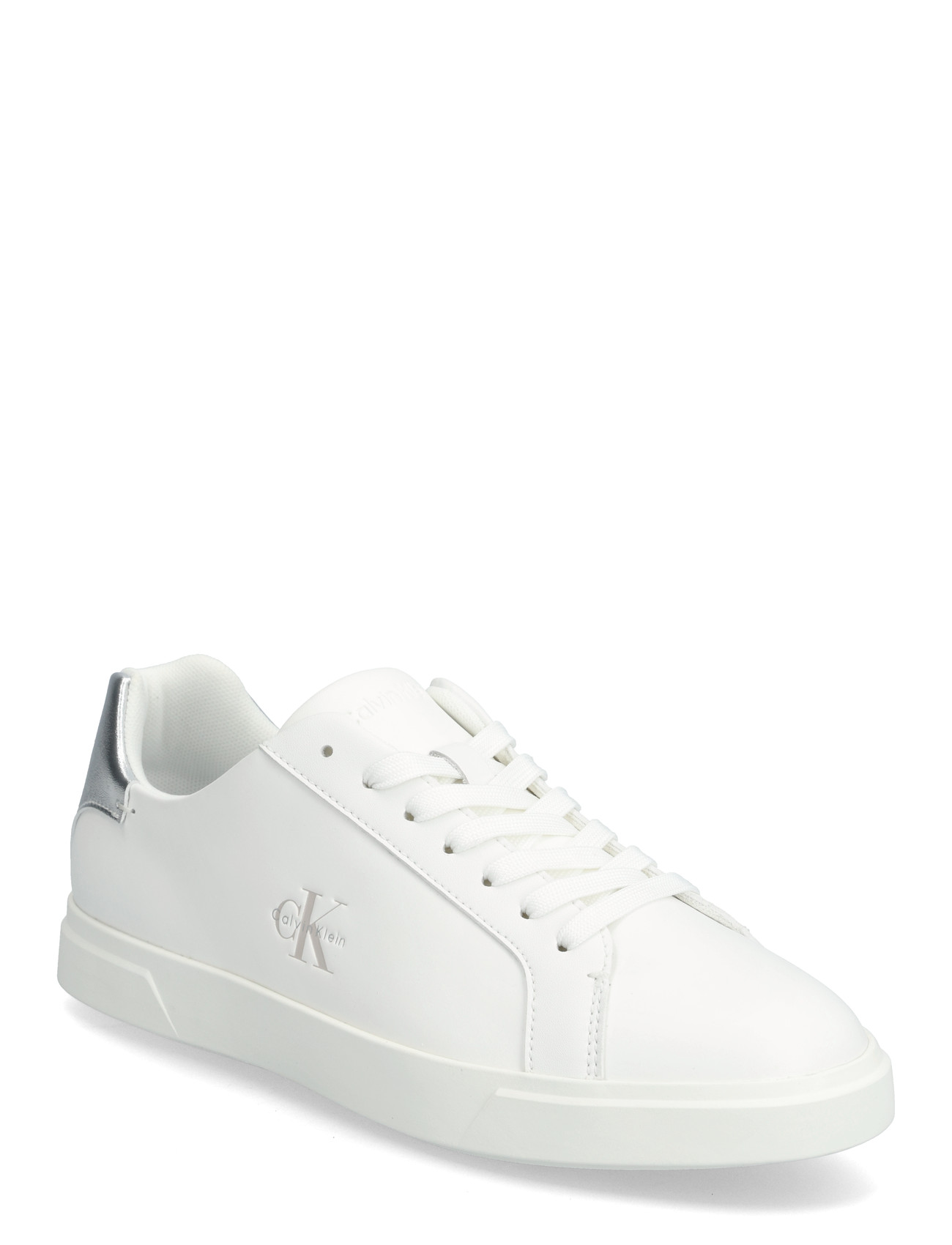 Calvin Klein Low Pro Cups Laceup Lth Met, 42, White, Sneakers > Sneakers Med Lav Top, Dame