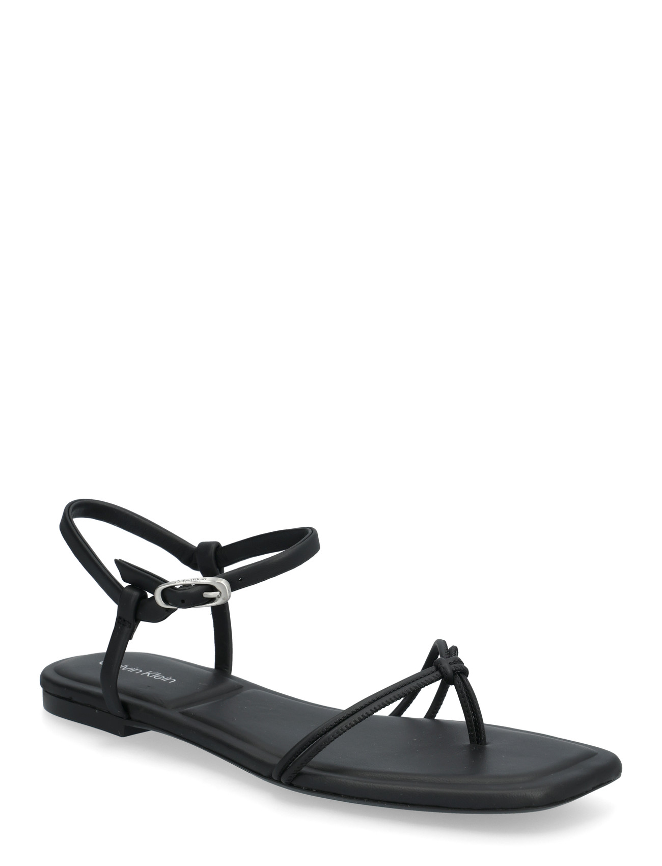 Calvin Klein Square Flat Sandal Strap Lth, 40, Black, Sandaler > Flade Sandals, Dame