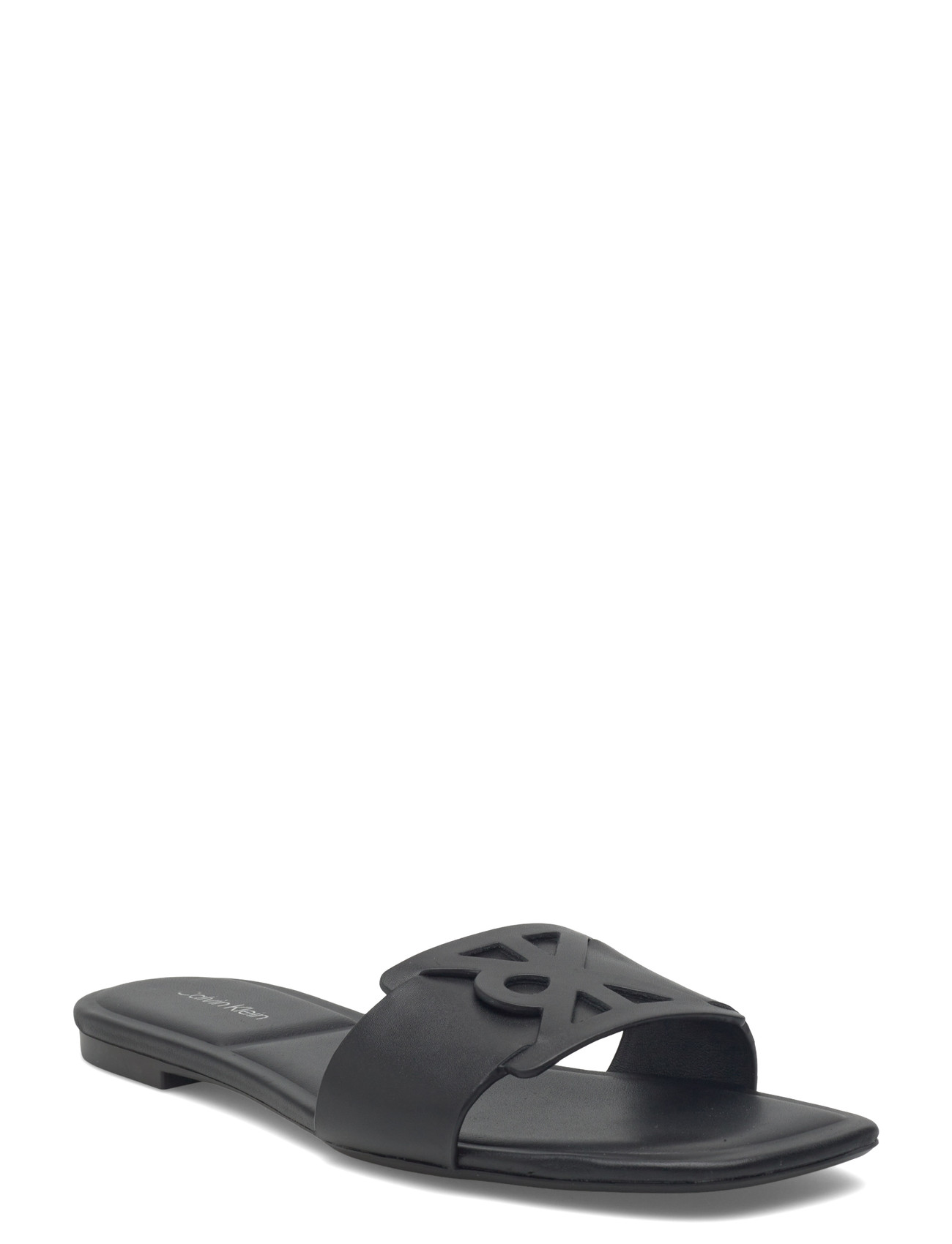 CALVIN KLEIN Square Flach Sandale Emblem Schwarz - 39 - Damen