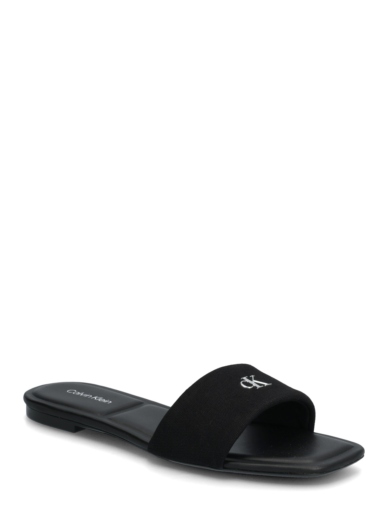 Calvin Klein Square Flat Sndl Canvas Hw, 39, Black, Sandaler > Flade Sandals, Dame