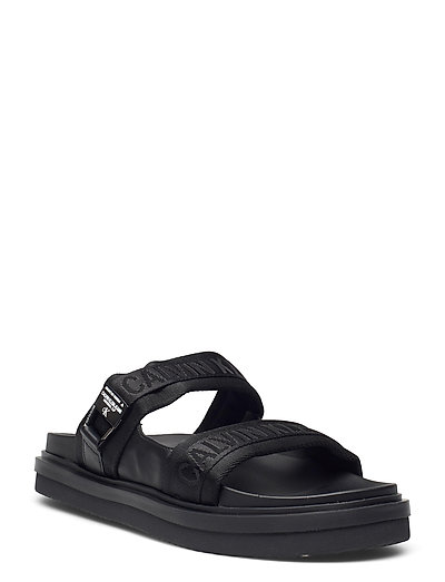calvin klein black flat sandals