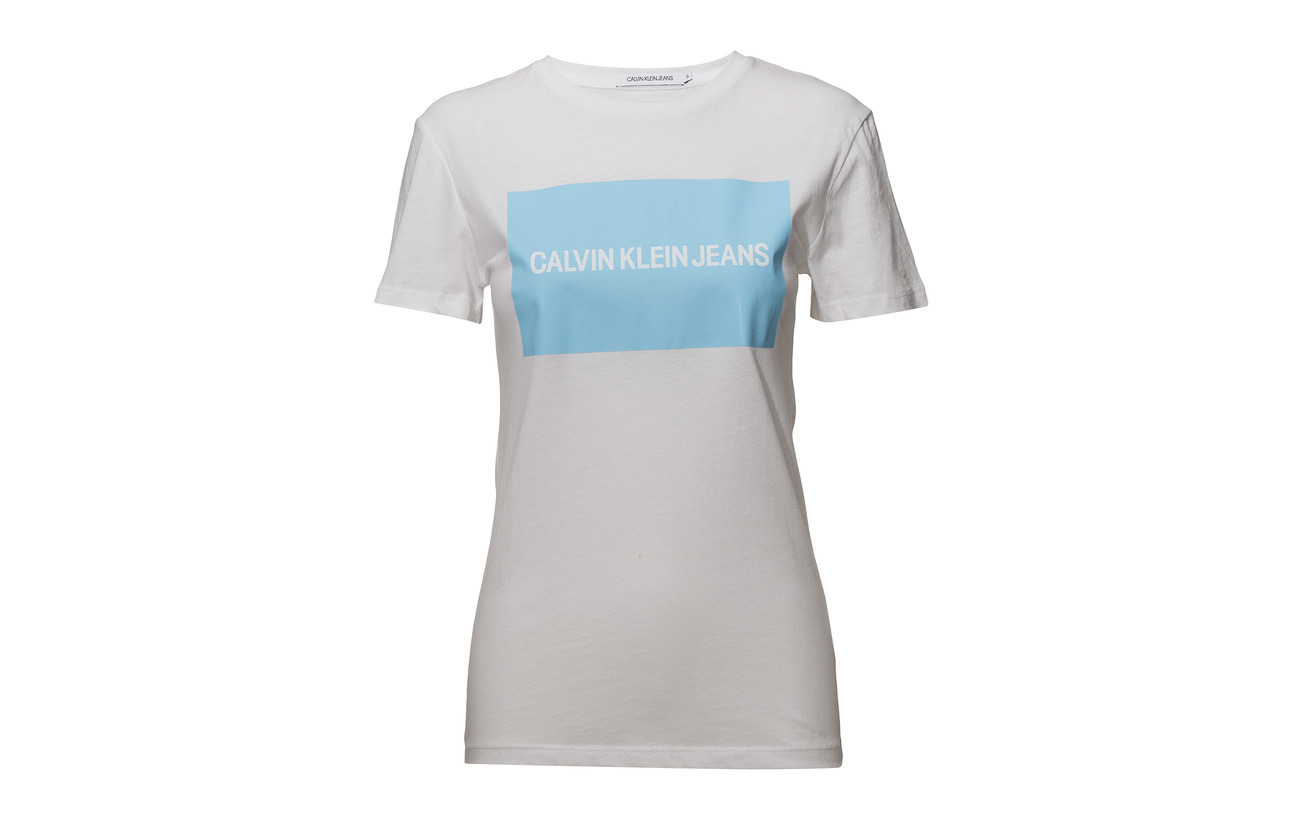 Institutional Grown Calvin Coton Klein Fit Regular 100 Bright Tee Logo Organically Jeans Box Tomato White rOEOq