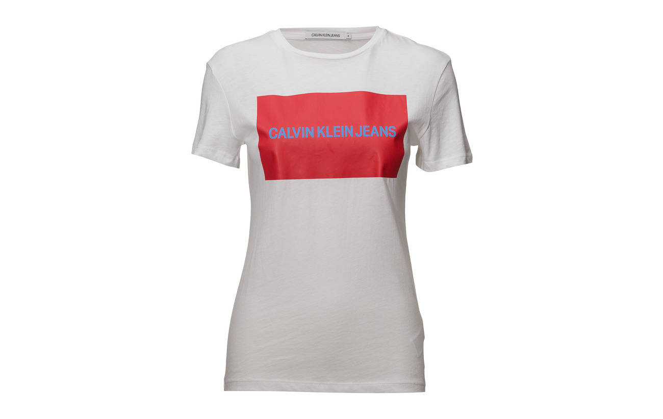 Institutional Grown Calvin Coton Klein Fit Regular 100 Bright Tee Logo Organically Jeans Box Tomato White rOEOq