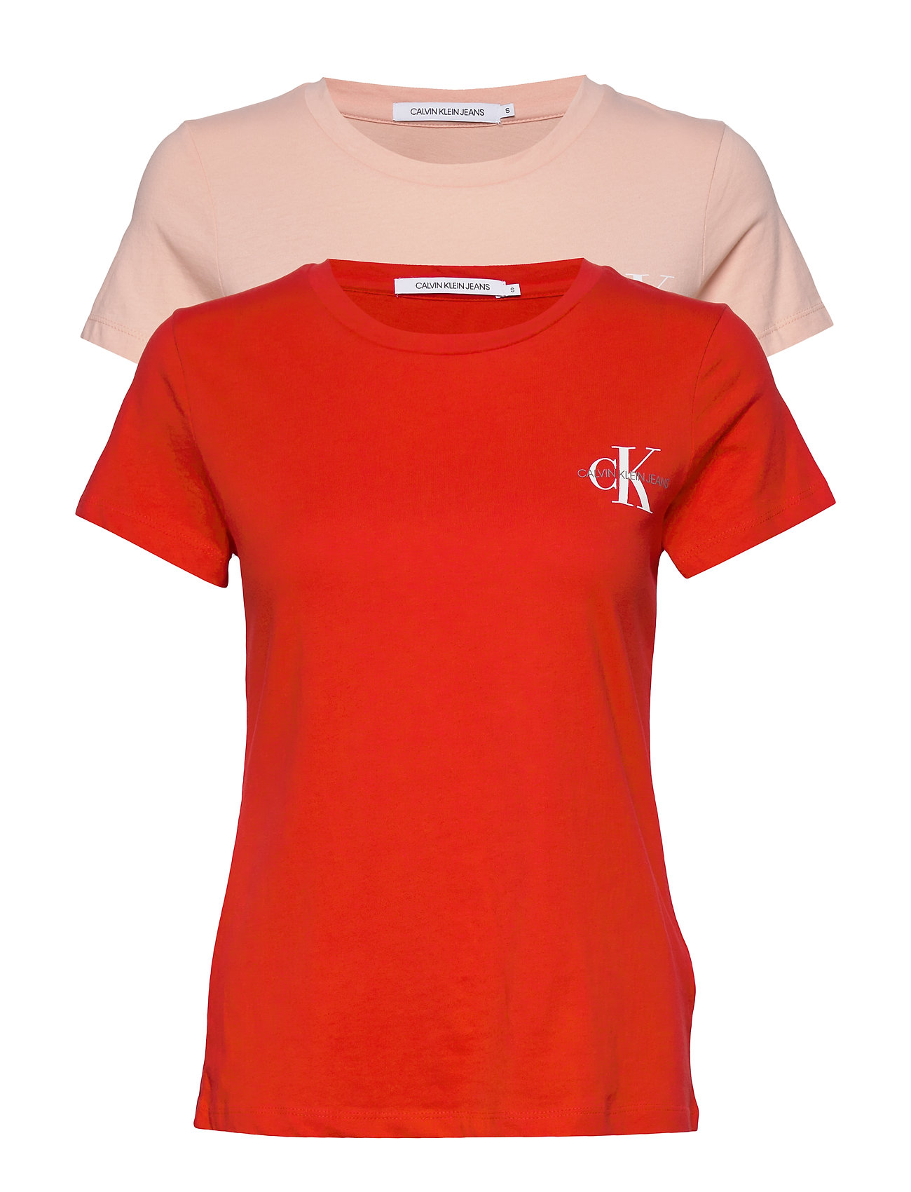 2 Pack Slim T-Shirt T-shirts & Tops Short-sleeved Punainen Calvin Klein Jeans