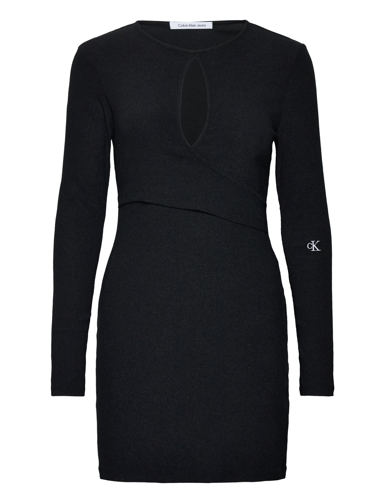 Front Split Wrap Ls Dress Kort Klänning Black Calvin Klein Jeans