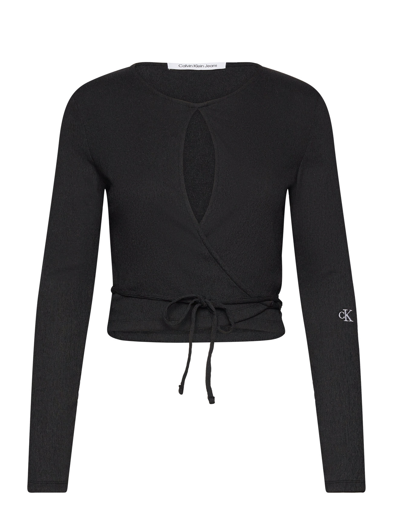 Front Split Wrap Ls Top Tops T-shirts & Tops Long-sleeved Black Calvin Klein Jeans