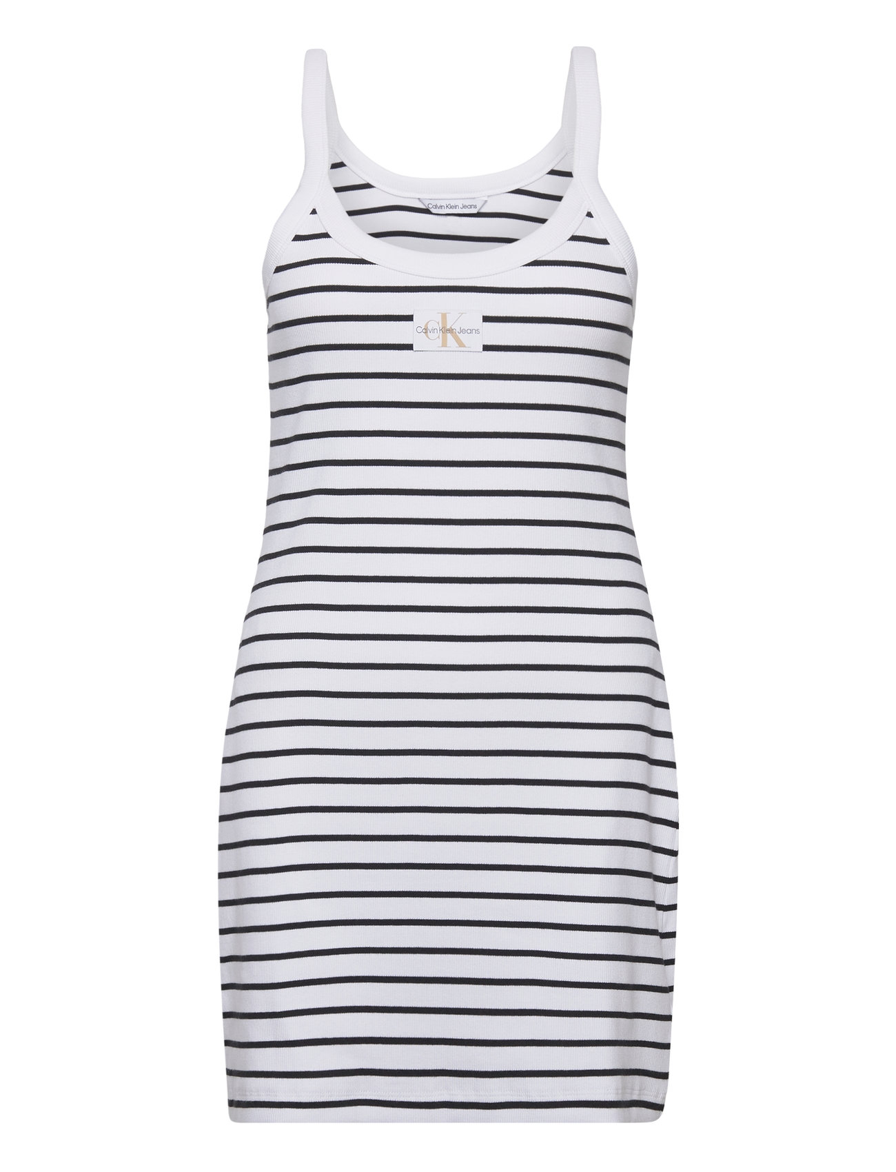 Woven Label Rib Tank Dress Kort Kjole White Calvin Klein Jeans