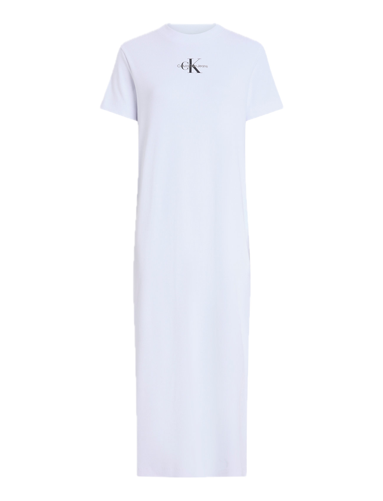 Monologo Long Rib Tee Dress Maxikjole Festkjole White Calvin Klein Jeans