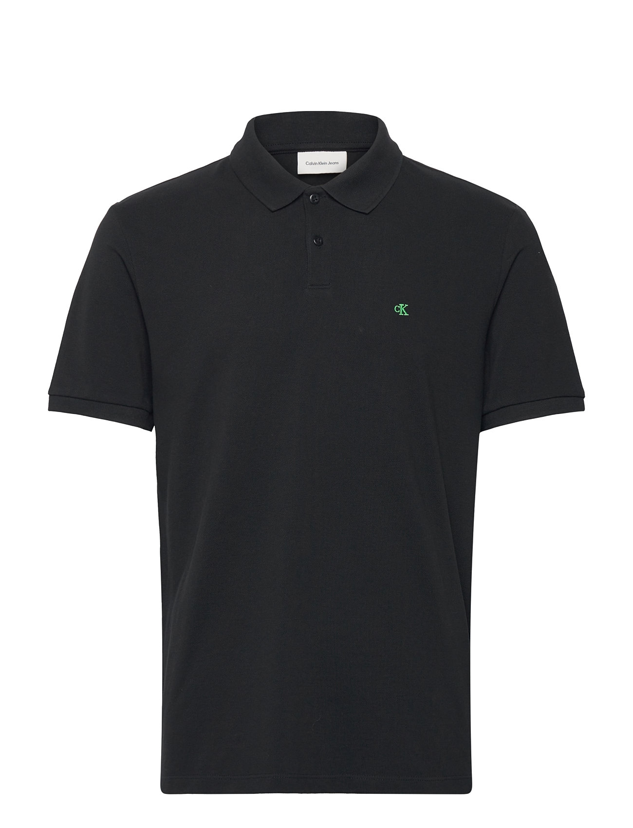 CALVIN KLEIN JEANS Ss Casual Pique Klassisch Polo Schwarz - L - Herren